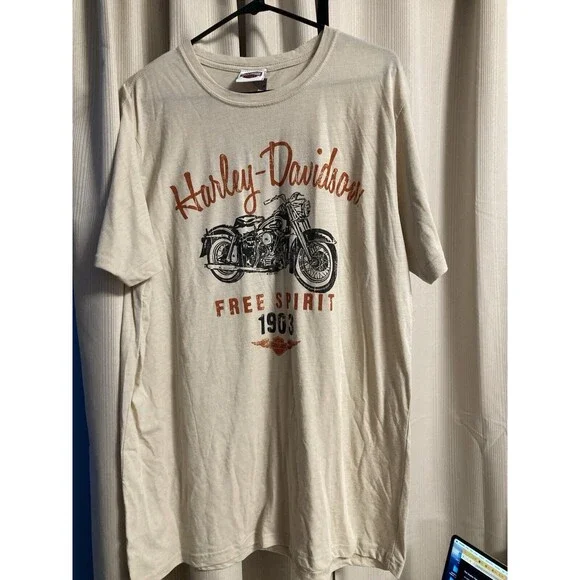 Harley Davidson Motorcycles FREE SPIRIT Men T Shirt XXL Cream LAS VEGAS NEVADA - Picture 2 of 8